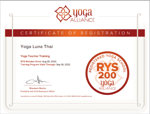 học viện quốc tế yoga luna thái cấp chứng chỉ 200h yoga alliance mỹ